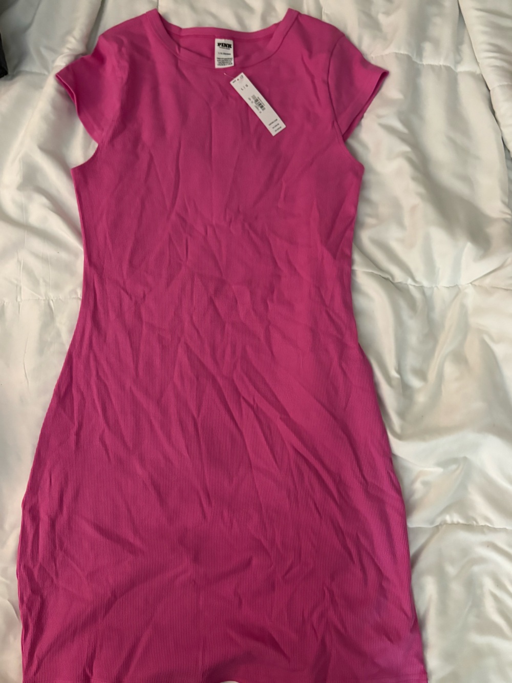 PINK Victoria's Secret Hot Pink Ribbed Tank Top